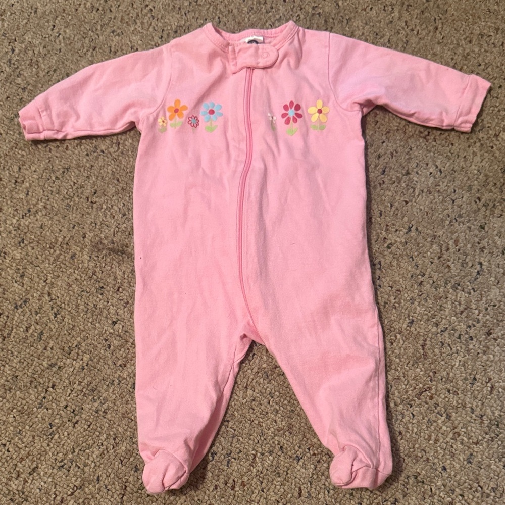 Gerber Pink Floral Footed One Piece